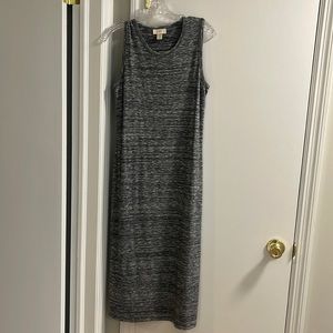 Loft Gray Cotton Midi Dress. Size Small